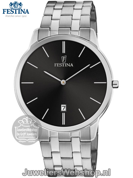 Festina horloge F6868-3 heren staal zwart