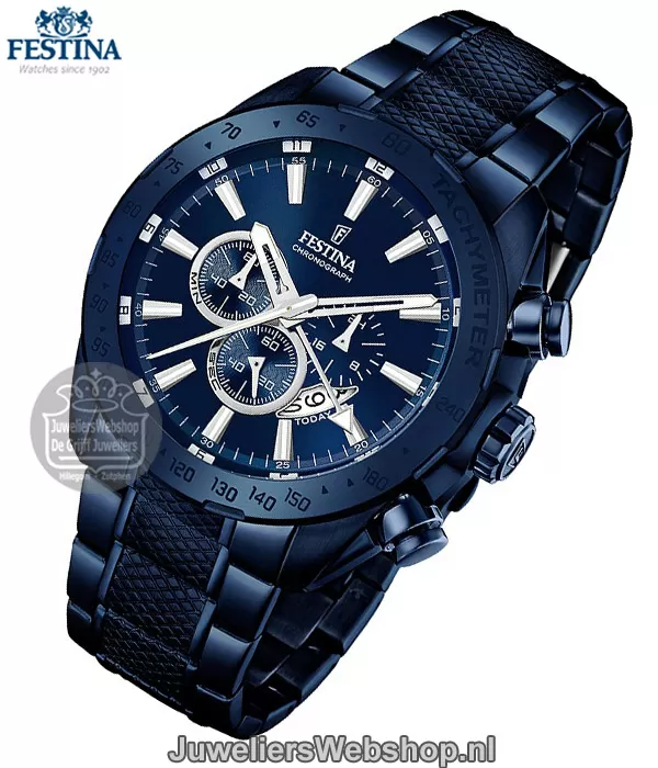 Festina Prestige horloge F16887-1 Chronograaf Heren Blauw