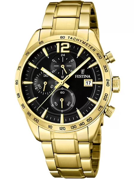 Festina Prestige horloge f20266-3 Chronograaf Heren Goud-Zwart