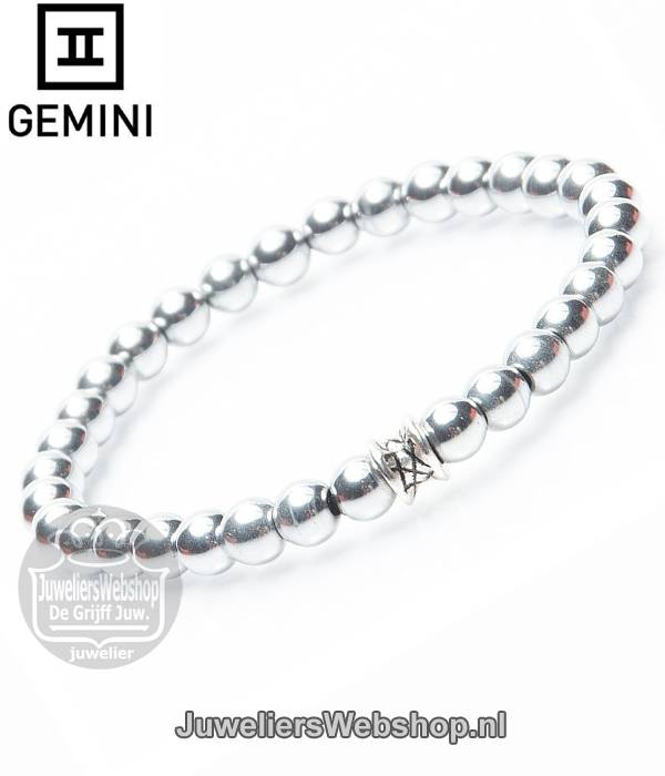 Gemini armband basic silver 6mm Medium