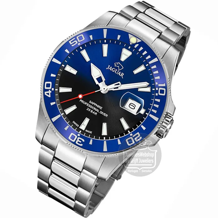 Jaguar Executive Professional Diver Horloge J860 5 Edelstaal Blauw