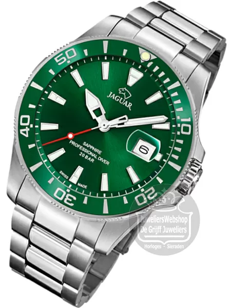 Jaguar Executive Professional Diver Horloge J860-B Edelstaal Groen