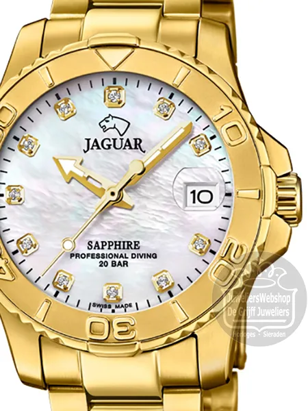 Jaguar Executive Professional Diver Horloge J898 1 Edelstaal Goud