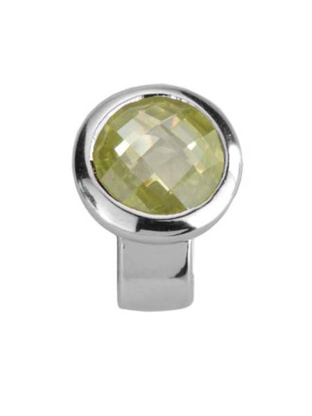 JOY de la LUZ Slide JS054 Stone Lime round Silver