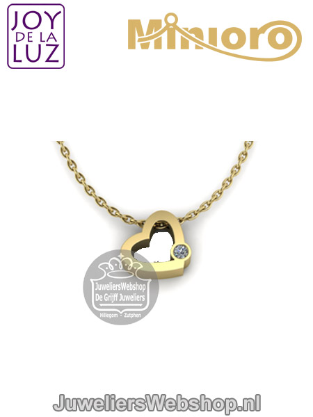 Joy de la Luz Yi-001OpenHeart gouden initials ketting met open hartje met diamant