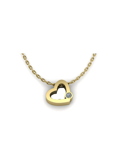 gouden initials open hart collier met diamant Joy de la Luz Yi-001OpenHeart