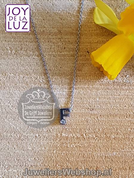 Joy de la Luz initials ketting met hanger F met zirconia