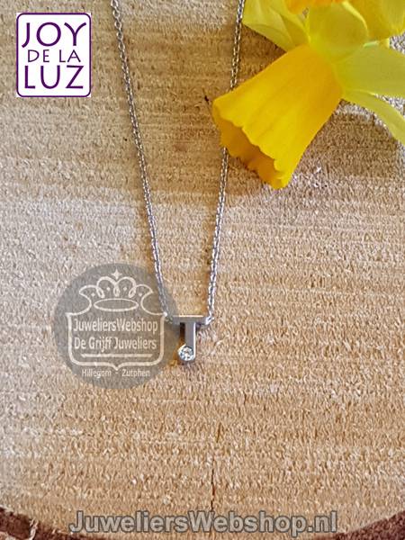 Joy de la Luz initials ketting met hanger T met zirconia