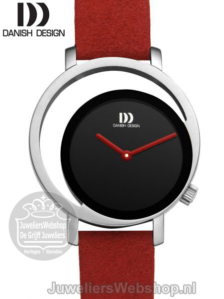 danish design IV24Q1271 dames horloge met zwarte leren band
