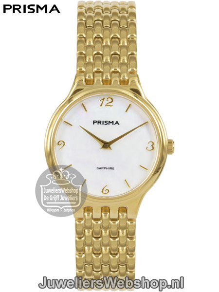 Prisma P1277 Grand titanium dameshorloge goudkleurig met parelmoer wijzerplaat