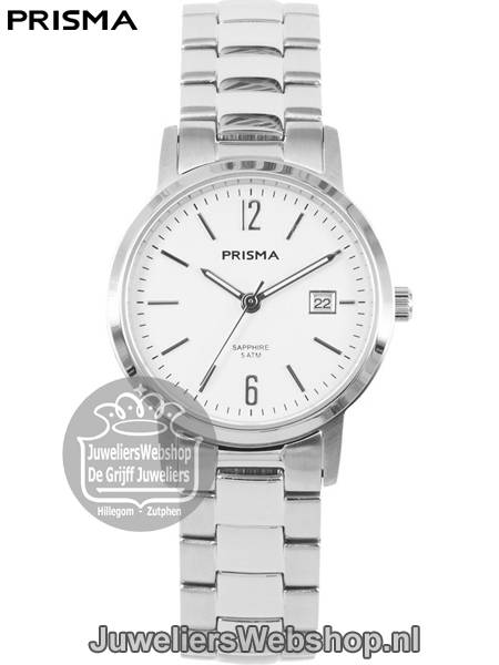 Prisma Horloge P1474 Slimline Dames Witte Wijzerplaat