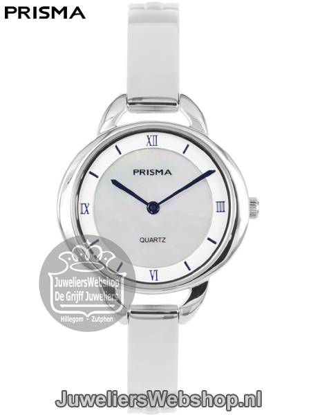 Prisma Horloge P1465 Simplicity Oval Staal Dames Parelmoer Wijzerplaat