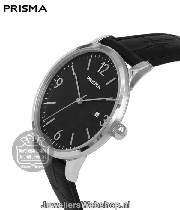 Prisma Horloge P1630 Signature Carbon Heren Zwarte Wijzerplaat