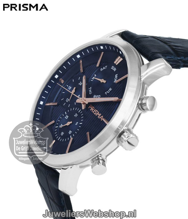 Prisma Horloge P1589 Traveller Refined Heren Blauwe Wijzerplaat Multifunctie