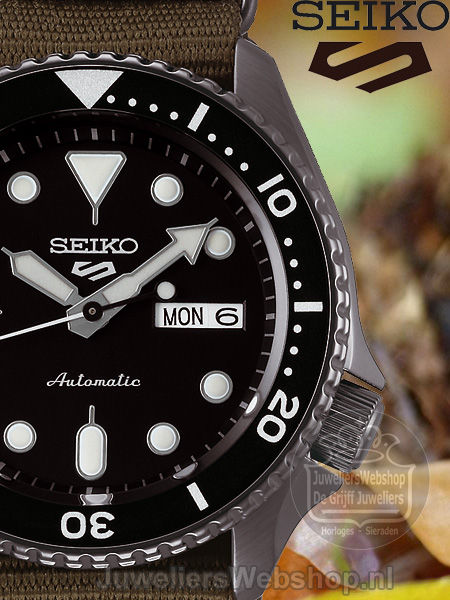 Seiko 5 Sports Automatic horloge SRPD65K4 Zwart met Groen