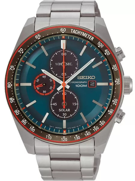 Seiko Solar horloge SSC717P1 heren chronograaf staal petrol