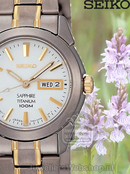 Seiko SXA115P1 Dameshorloge Bicolor Titanium met Saffierglas