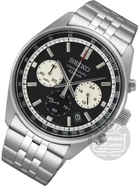 Seiko SSB429P1 Horloge Chronograaf met Zwarte Wijzerplaat