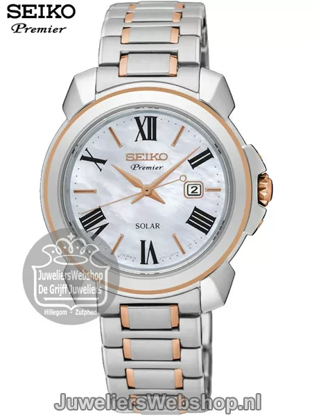 Seiko Premier Solar SUT322P1 Bicolor Horloge voor dames