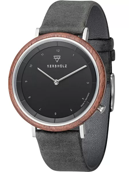 Kerbholz horloge Slim Modern Walnut Dark Grey Dames 4251240407401