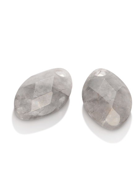 sparkling jewels earring editions facet Black Rutilated quartz ear leaf eardrops eagem34-fclf-s