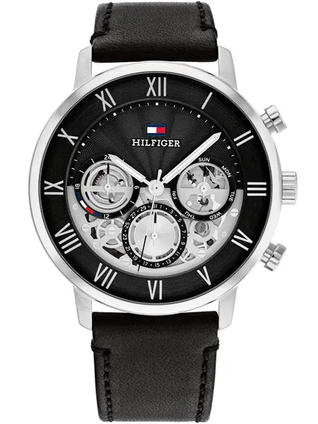 Tommy hilfiger horloge heren leren band sale