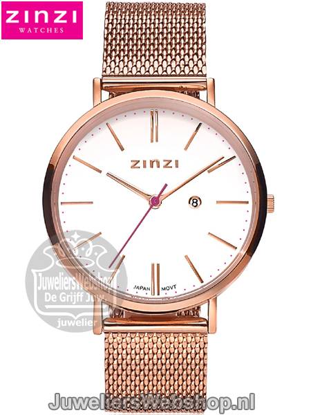 Zinzi ZIW408M Retro Horloge Rose met Witte Wijzerplaat