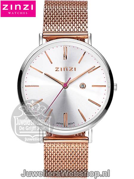 Zinzi ZIW412MR Retro Horloge Rose met Zilverkleurige Wijzerplaat
