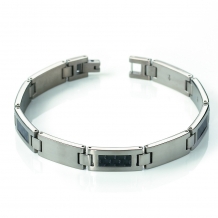 boccia heren armband 0333-01 titanium met carbon