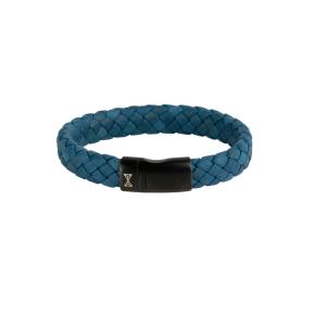 Aze Jewels Iron Single String Navy Blue-On-Black Armband AZ-BL005-I-195