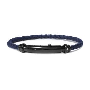 Borsari Armband Corda blauw leer met Diamant brcorda51bd