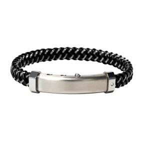 Borsari Armband Monte Carlo Leer met Staal en Diamant brmcarlo02