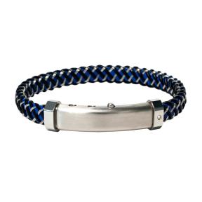 Borsari Armband Monte Carlo Leer met Staal en Diamant brmcarlo08