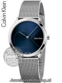 calvin klein uni horloge k3m2212n blauw wijzerplaat dames heren