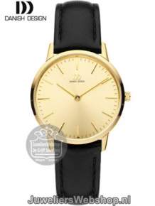 danish design horloge zwart met goudkleurig kast IV19Q1251