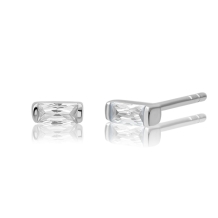 sparkling jewels Silver Baguette Studs Silver White Flame EAS08-CZ01