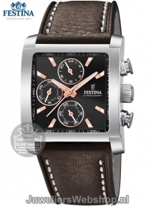 Festina  F20424-4 chronograaf heren horloge vierkant bruin