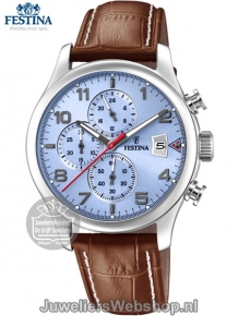 Festina  F20375-5 chronograaf heren horloge bruin blauw