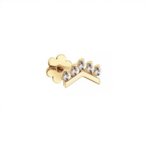 Jackie Gold V Curve White Topaz Piercing JKP24.436