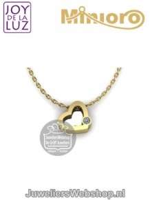 Joy de la Luz Yi-001OpenHeart gouden initials ketting met open hartje met diamant