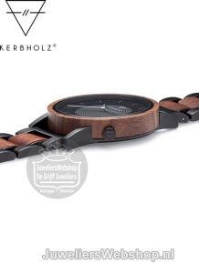 kerbholz houten horloge Fred Walnut Black Steel Solar 4251240414959