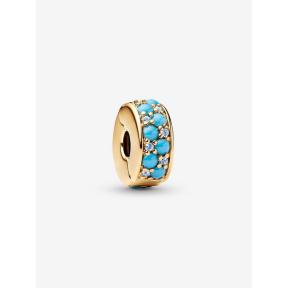 Pandora clip Silver Goldplated Aquablauw 763902C01