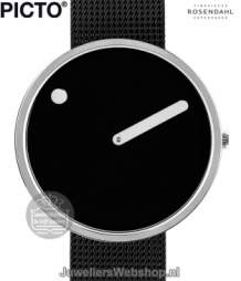 Picto 43370-1020 Horloge Zwart 40mm Staal