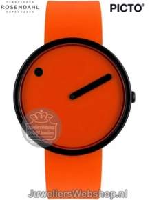 Picto Oranje Horloge 43374 met zwarte kast