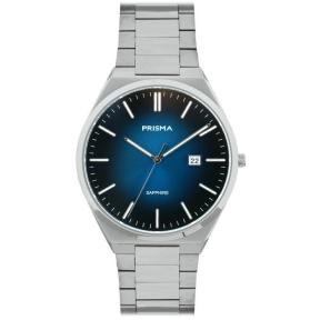 Prisma Herenhorloge P2420 Slimline Stainless Steel Blauw