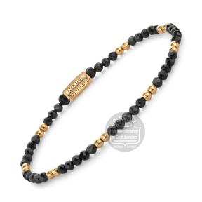 Rebel & Rose Armband RR-30004-G-M Black & Gold Glam Rocks 17,5cm