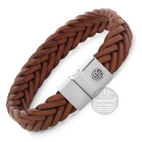 rebel & rose Full Metal Premium Braided Cognac armband RR-M0053-S-L