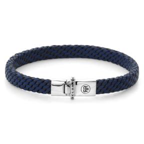 rebel&rose armband woven small leer blauw RR-L0166-S-M 17,5
