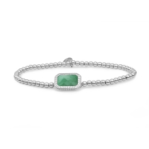 sparkling jewels Green Aventurine Baguette Silver Armband SB-S-3MM-BAG29