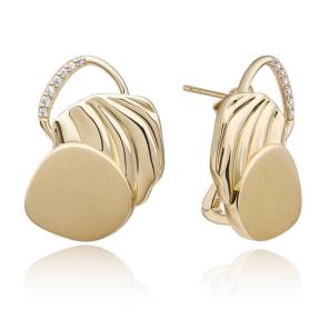sparkling jewels earring Uneven gold oorstekers EAG44